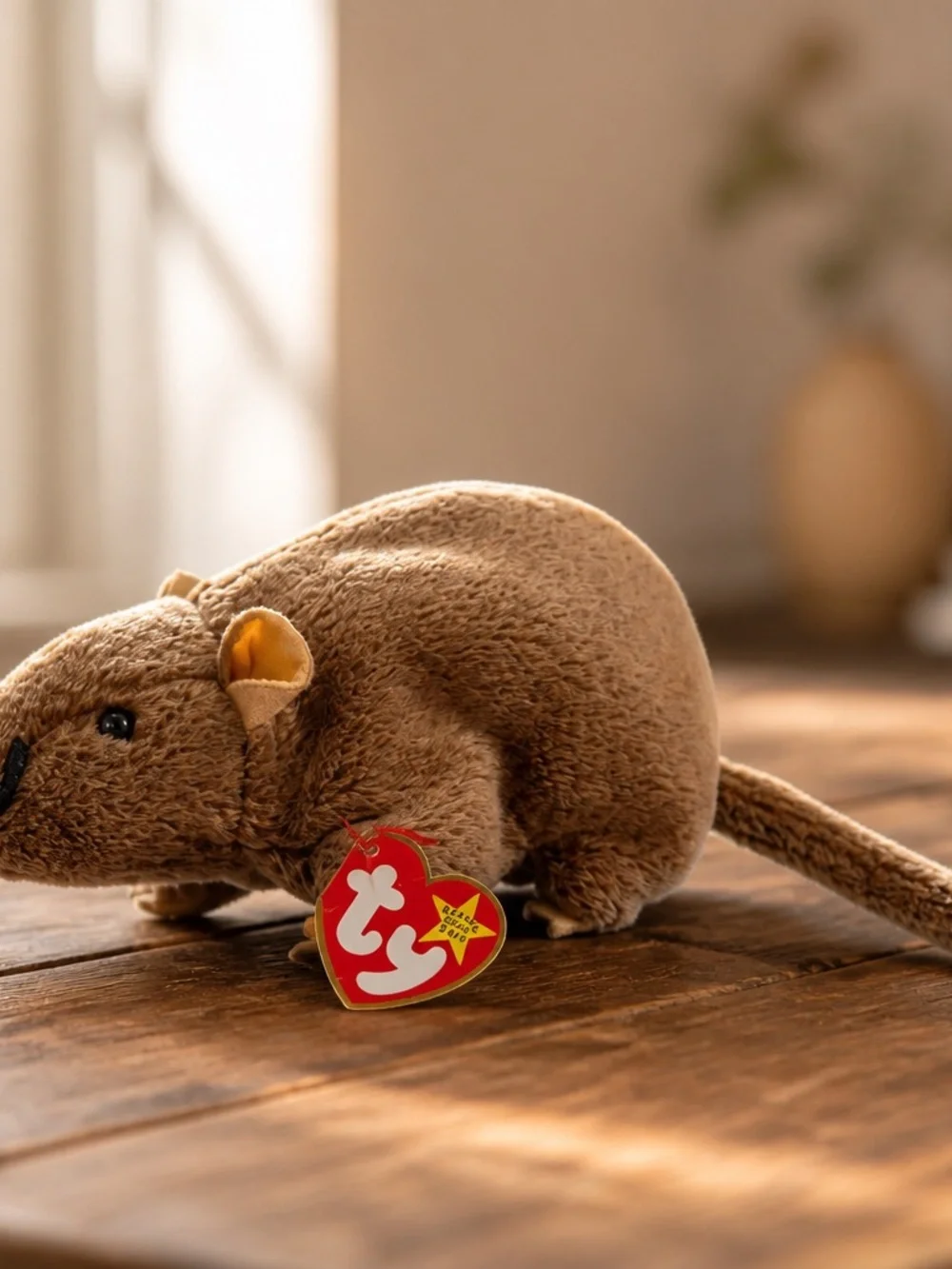 Ty Brown Plush Rat with Red Heart Tag